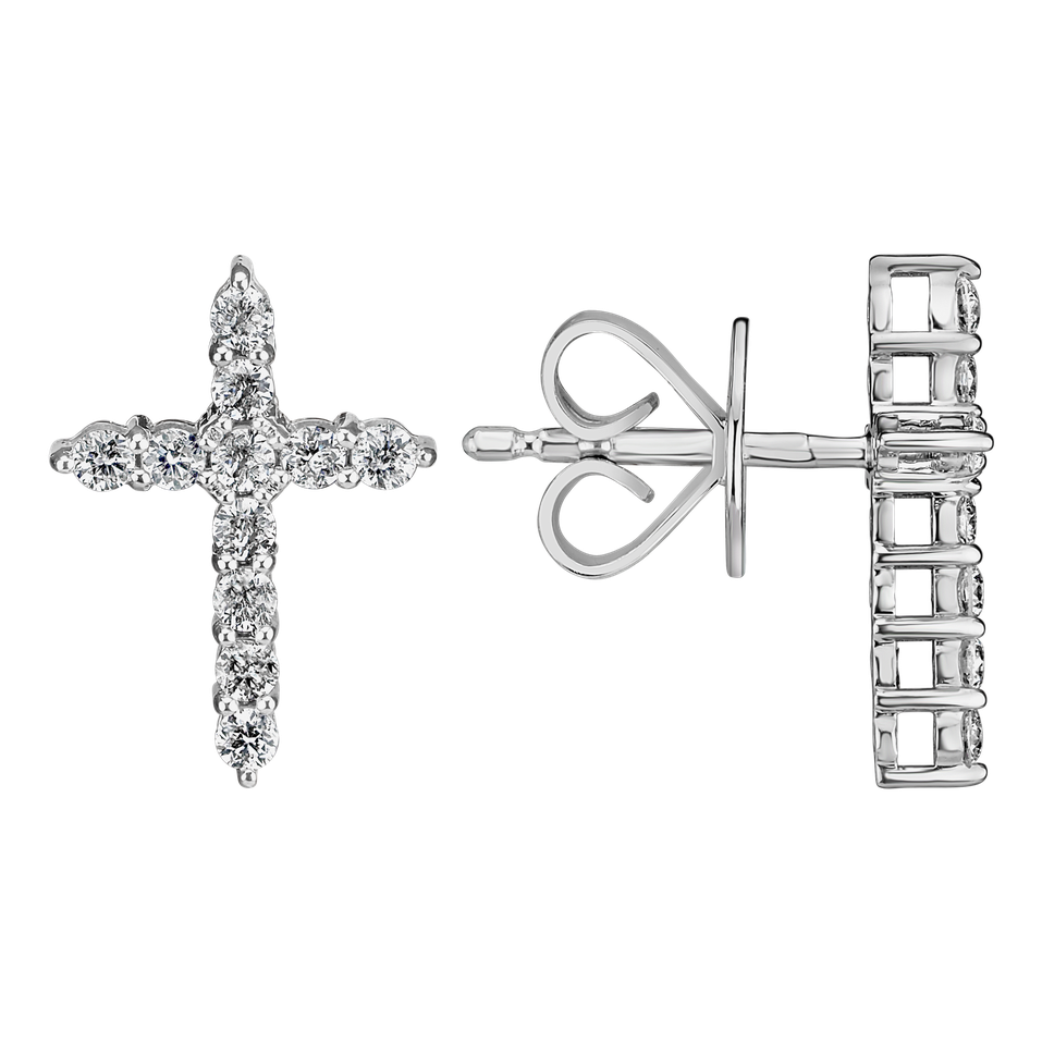 Náušnice s diamantmi Glittering Cross