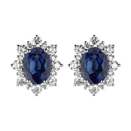 Náušnice s diamantmi a zafírom Princess
