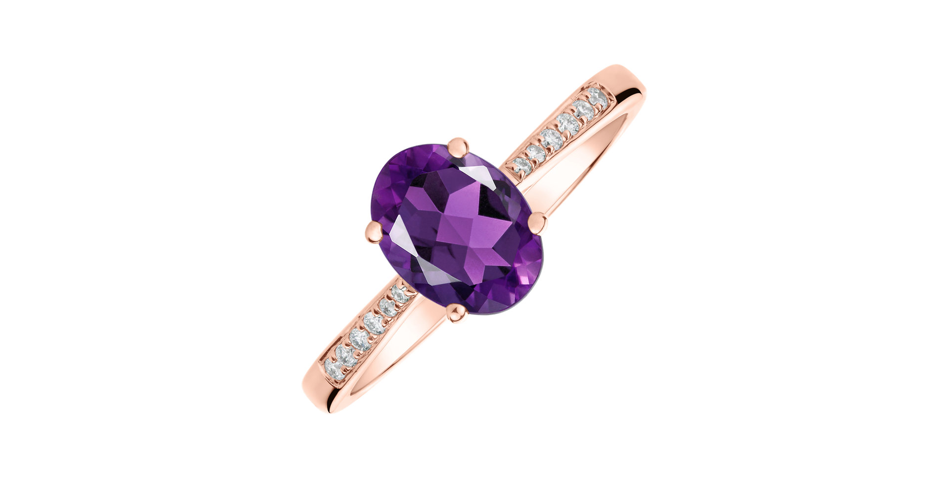 Prsteň s diamantmi a ametystom brazil Bonbon