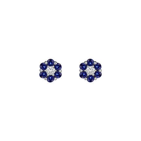 Náušnice s diamantom a zafírmi Shiny Constellation