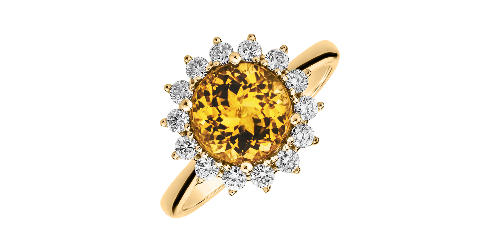 Prsteň s diamantmi a citrínom Stellar Sun