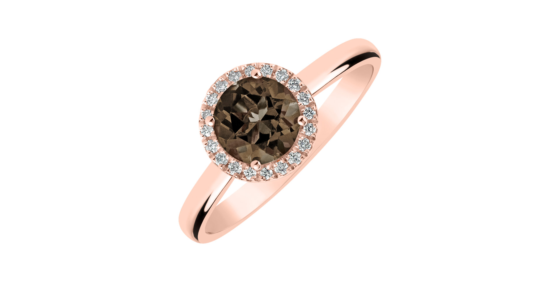 Prsteň s diamantmi a smoky quartzom Bonbon