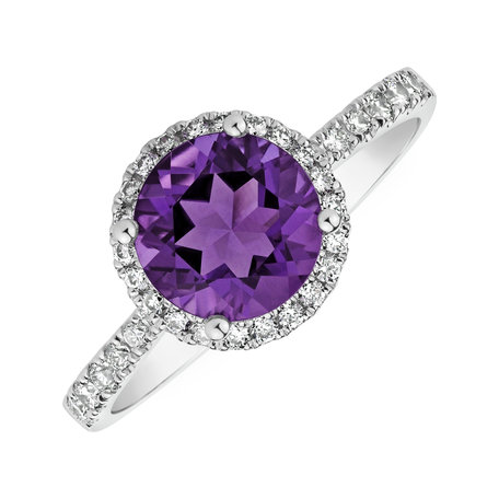 Prsteň s diamantmi a ametystom brazil Sparkly Bonbon