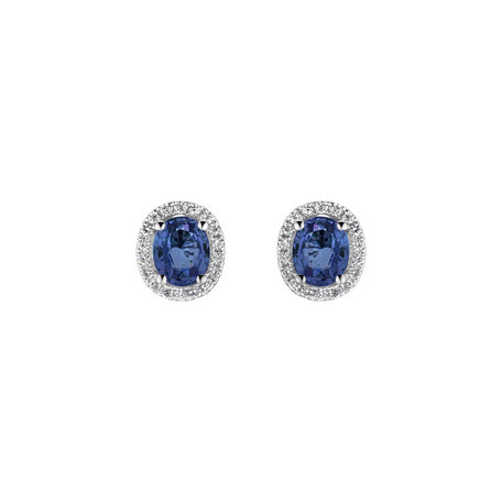 Náušnice s diamantmi a zafírom Imperial Sapphire