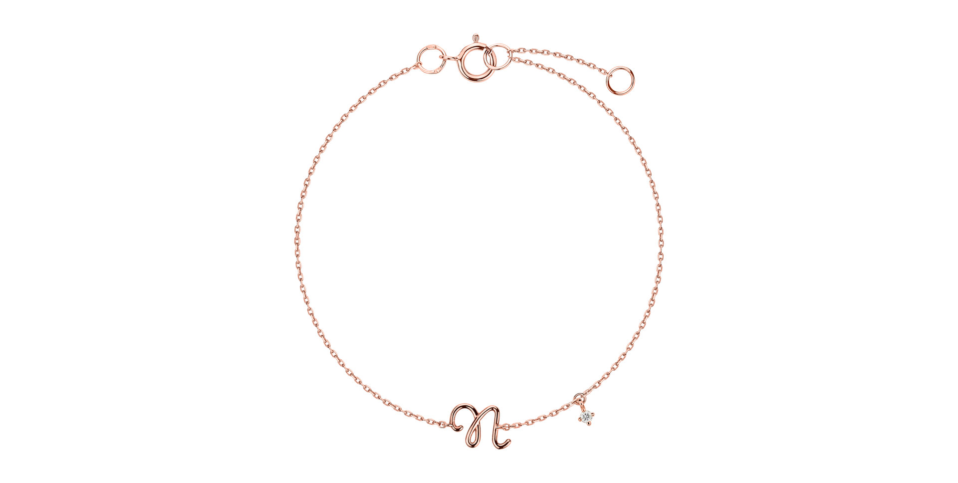 Náramok s diamantom Curly Letter N