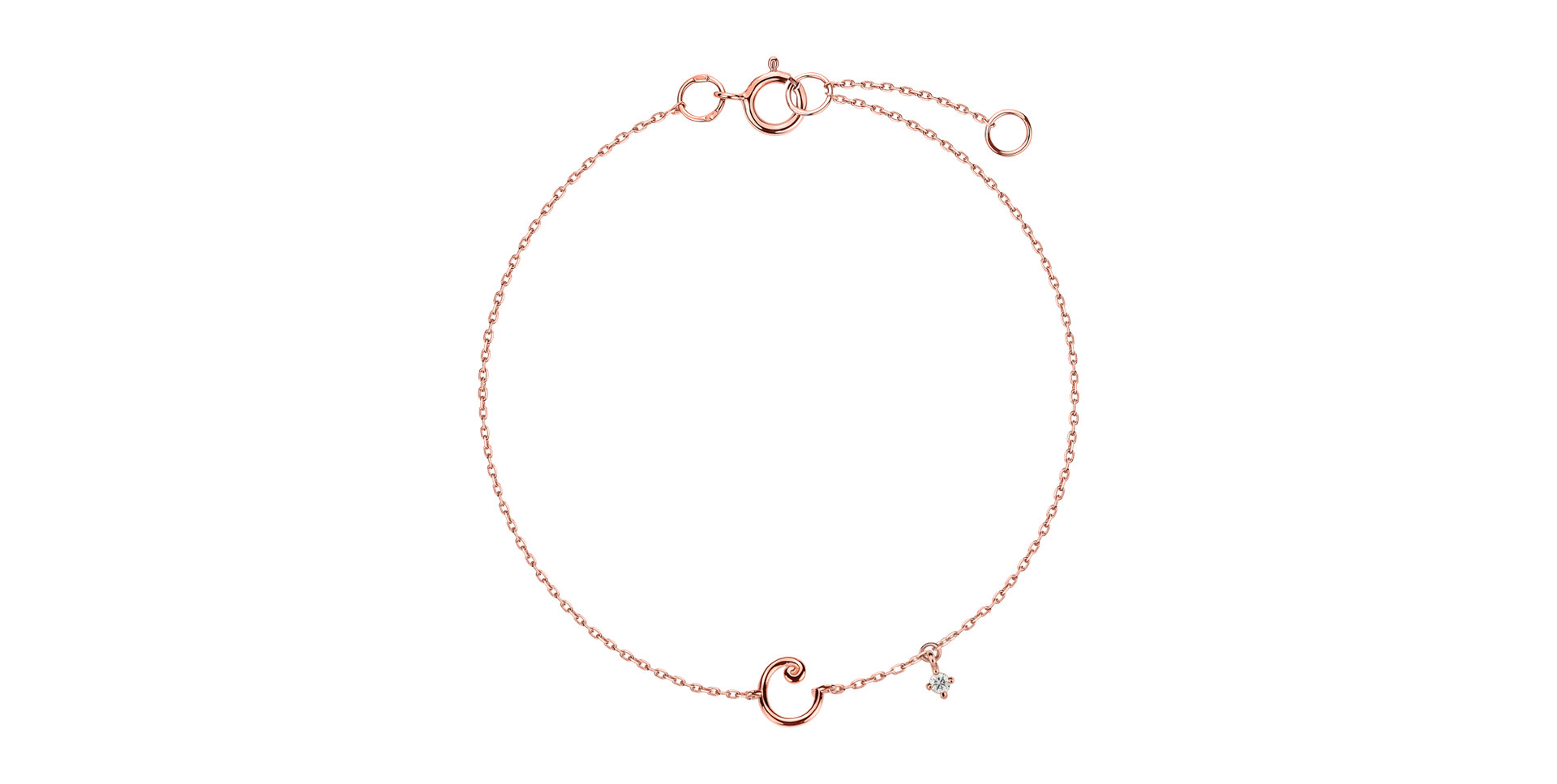 Náramok s diamantom Curly Letter C