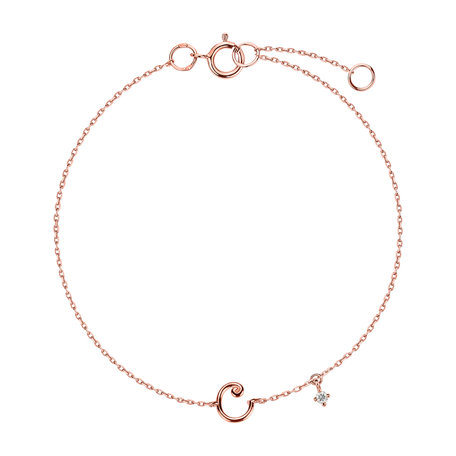 Náramok s diamantom Curly Letter C