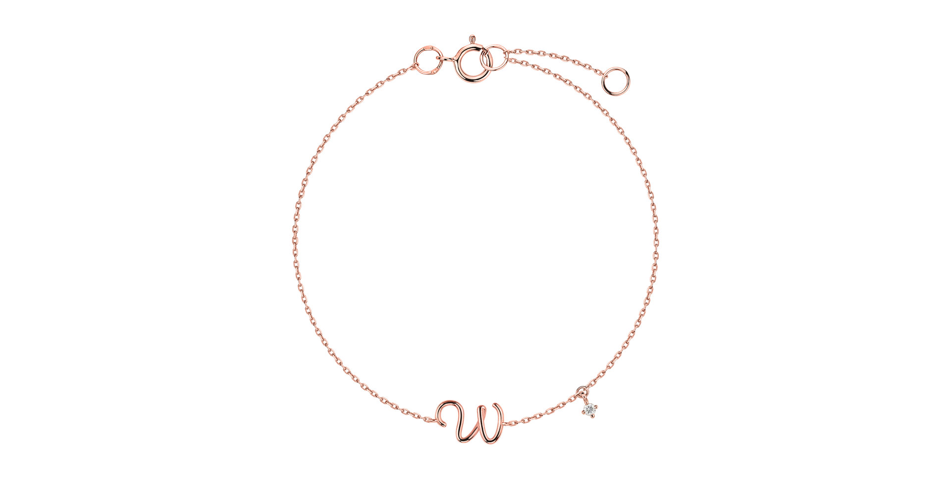 Náramok s diamantom Curly Letter W