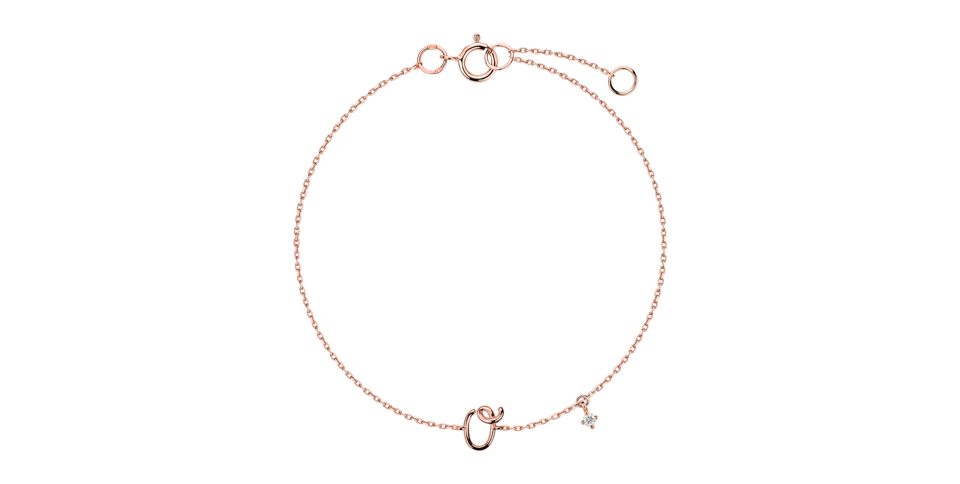 Náramok s diamantom Curly Letters O