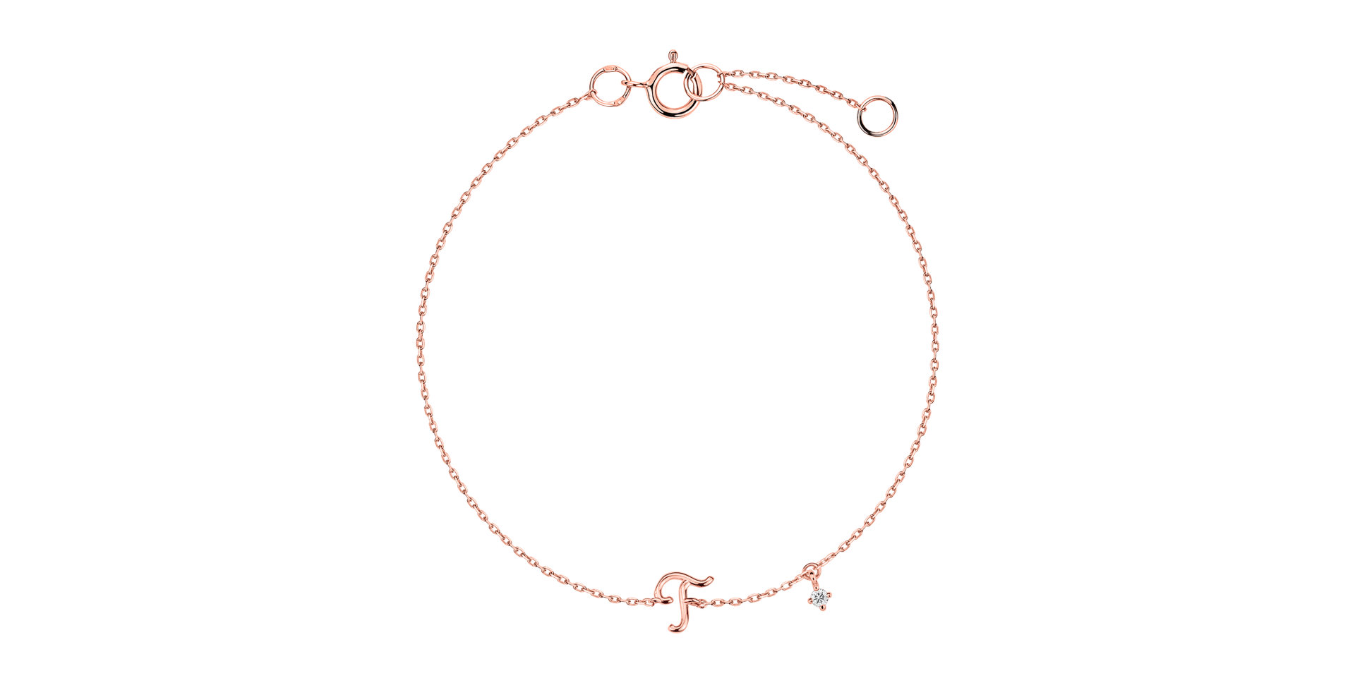 Náramok s diamantom Curly Letter T