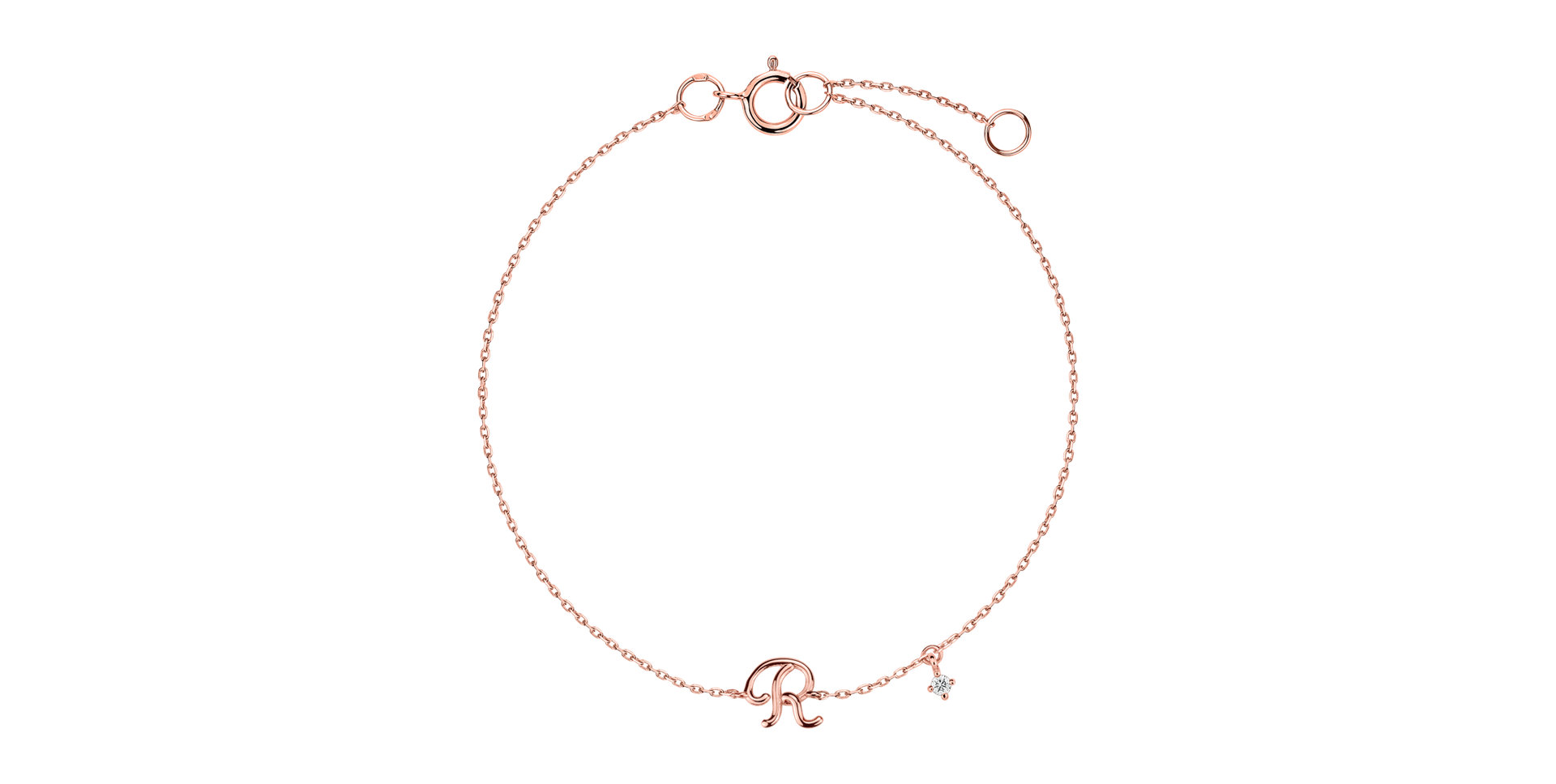 Náramok s diamantom Curly Letter R