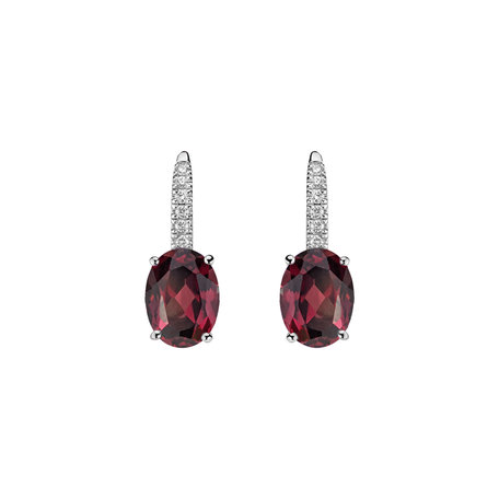 Náušnice s diamantmi a rhodolitom Niké Elegance