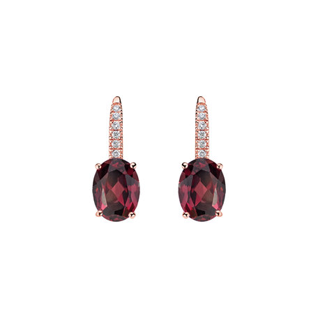Náušnice s diamantmi a rhodolitom Niké Elegance