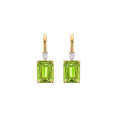 Náušnice s diamantom a peridotom Royal Anne