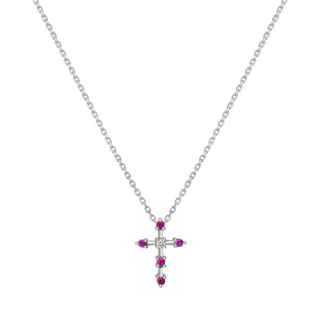 Náhrdelník s diamantom a rubínmi Sparkling Cross