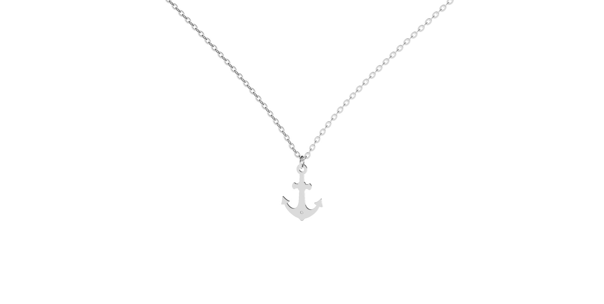 Náhrdelník s diamantom Diamond Anchor