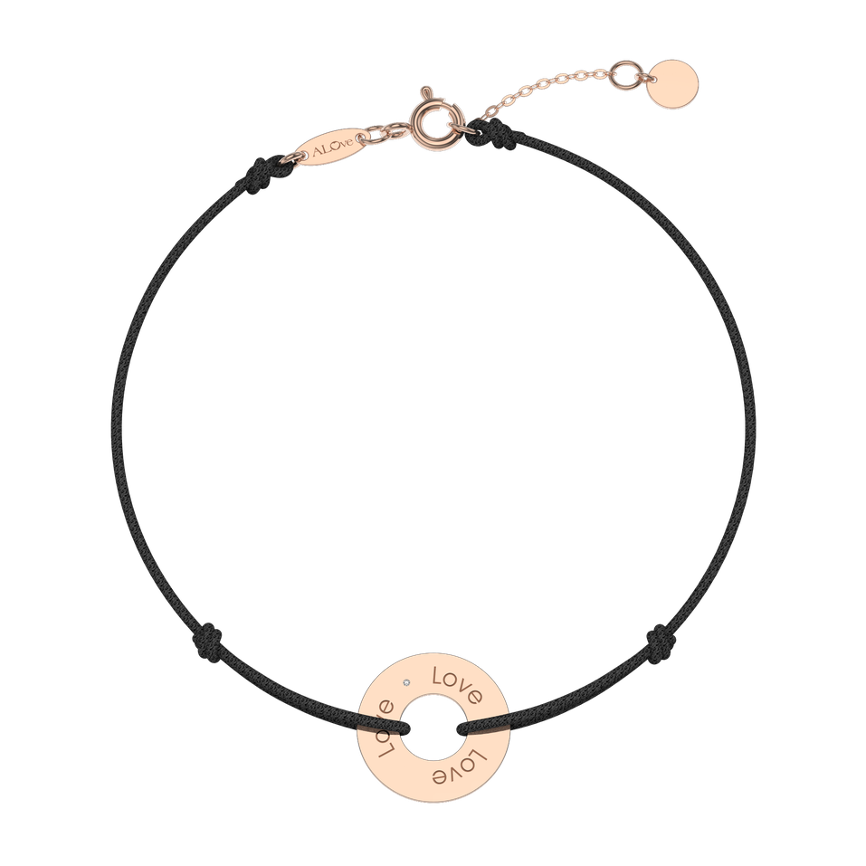 Diamantový náramok so šnúrkou Love Circle