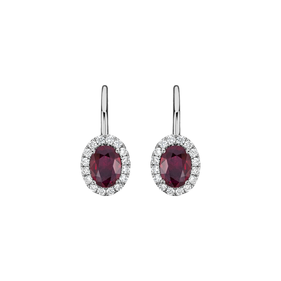 Náušnice s diamantmi a rubínom Princess