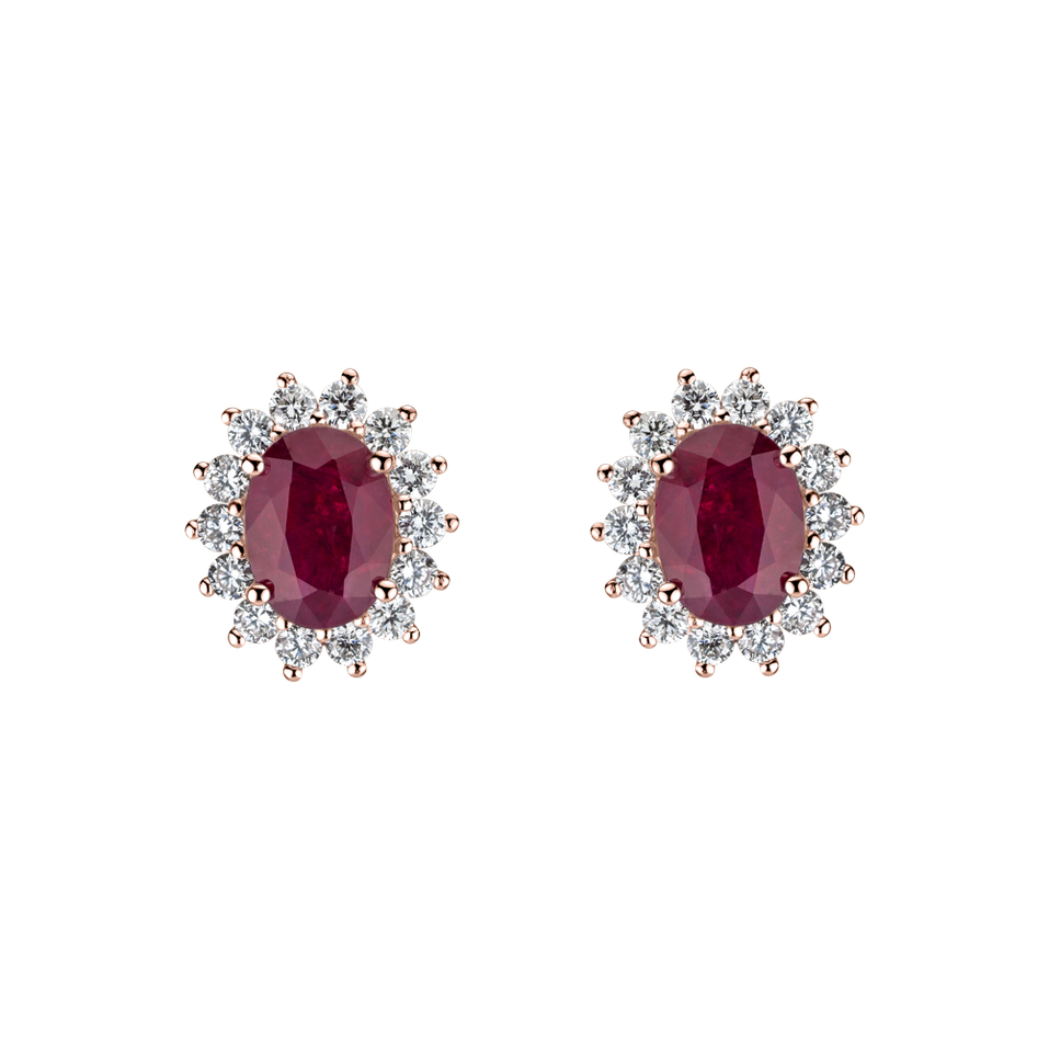 Náušnice s diamantmi s rubínom Princess