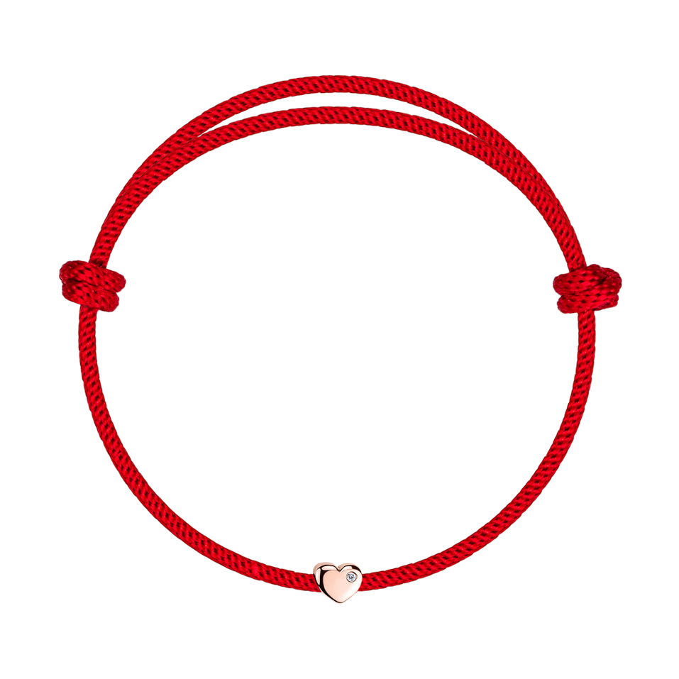 Diamantový náramok so šnúrkou Red Heart