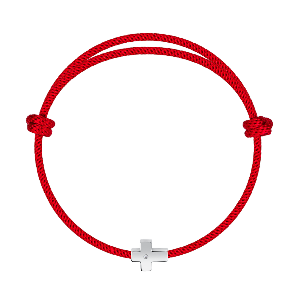Diamantový náramok so šnúrkou Red Cross