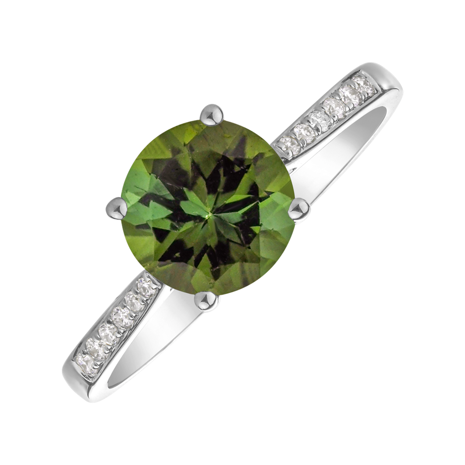 Prsteň s diamantmi a turmalínom green Bonbon