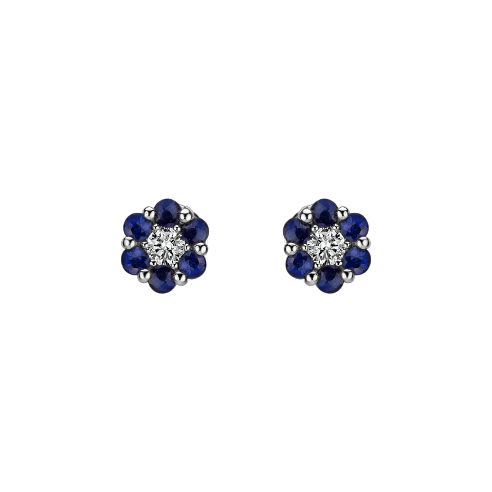 Náušnice s diamantom a zafírmi Shiny Constellation
