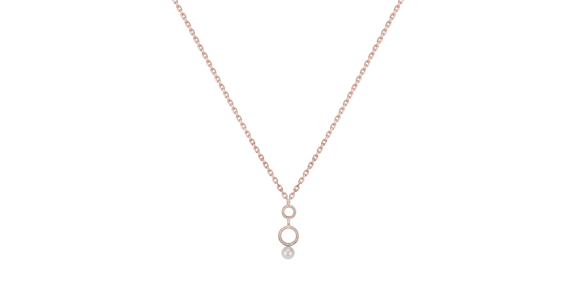 Náhrdelník s diamantmi a sladkovodnou bielou perlou Ocean Circles