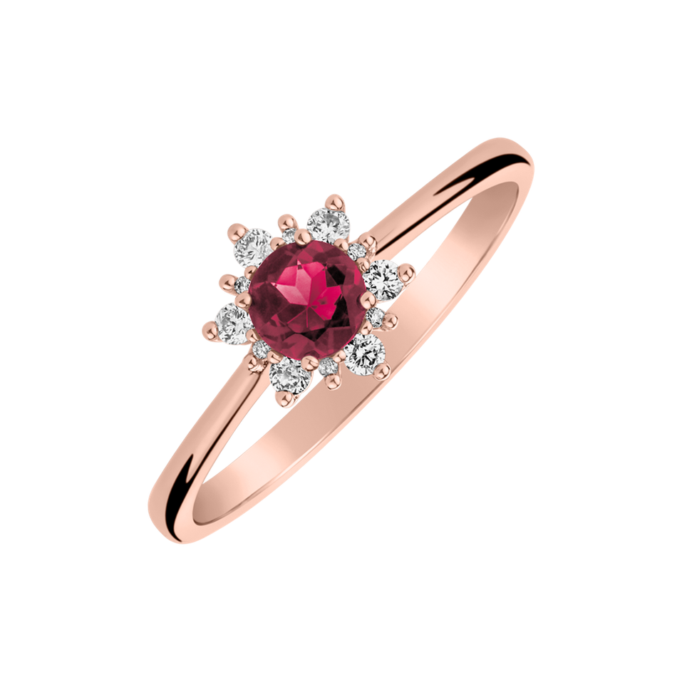 Prsteň s rhodolitom a diamantmi Glowing Starlet