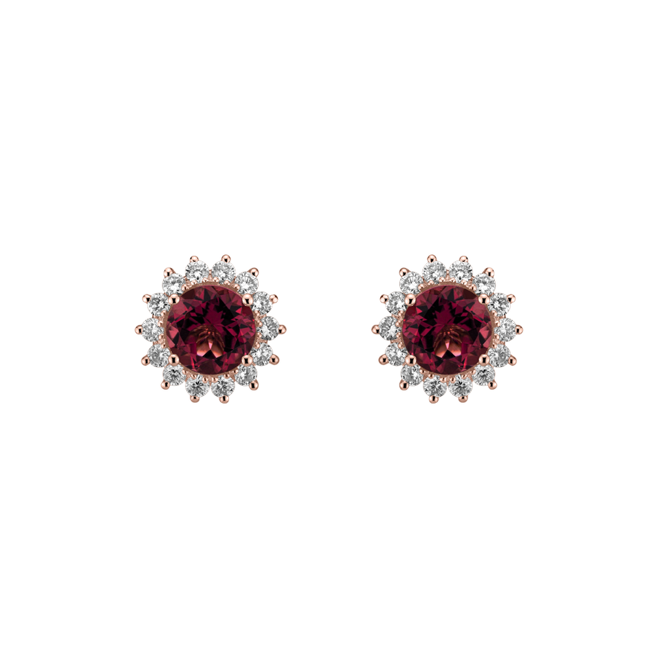 Náušnice s rhodolitom a diamantmi Lilac Flower