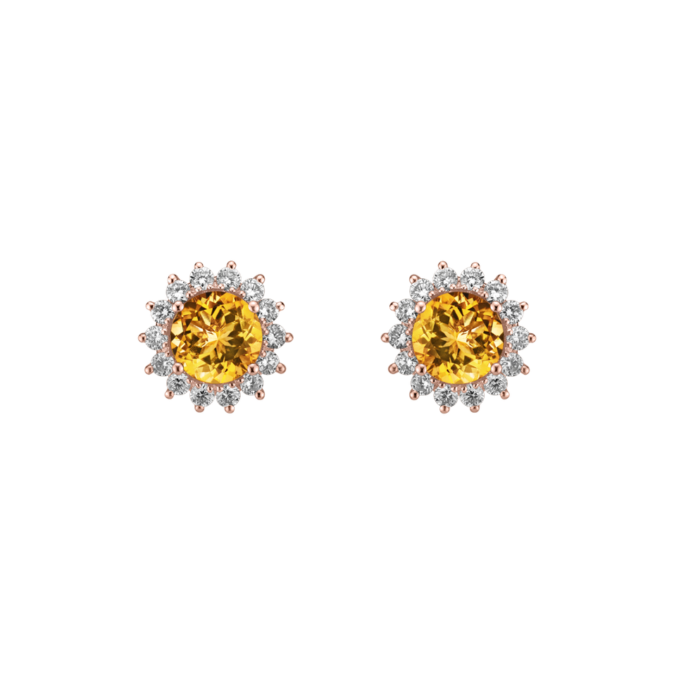 Náušnice s diamantmi a citrínom Lilac Flower