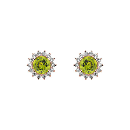 Náušnice s diamantmi a peridotom Lilac Flower