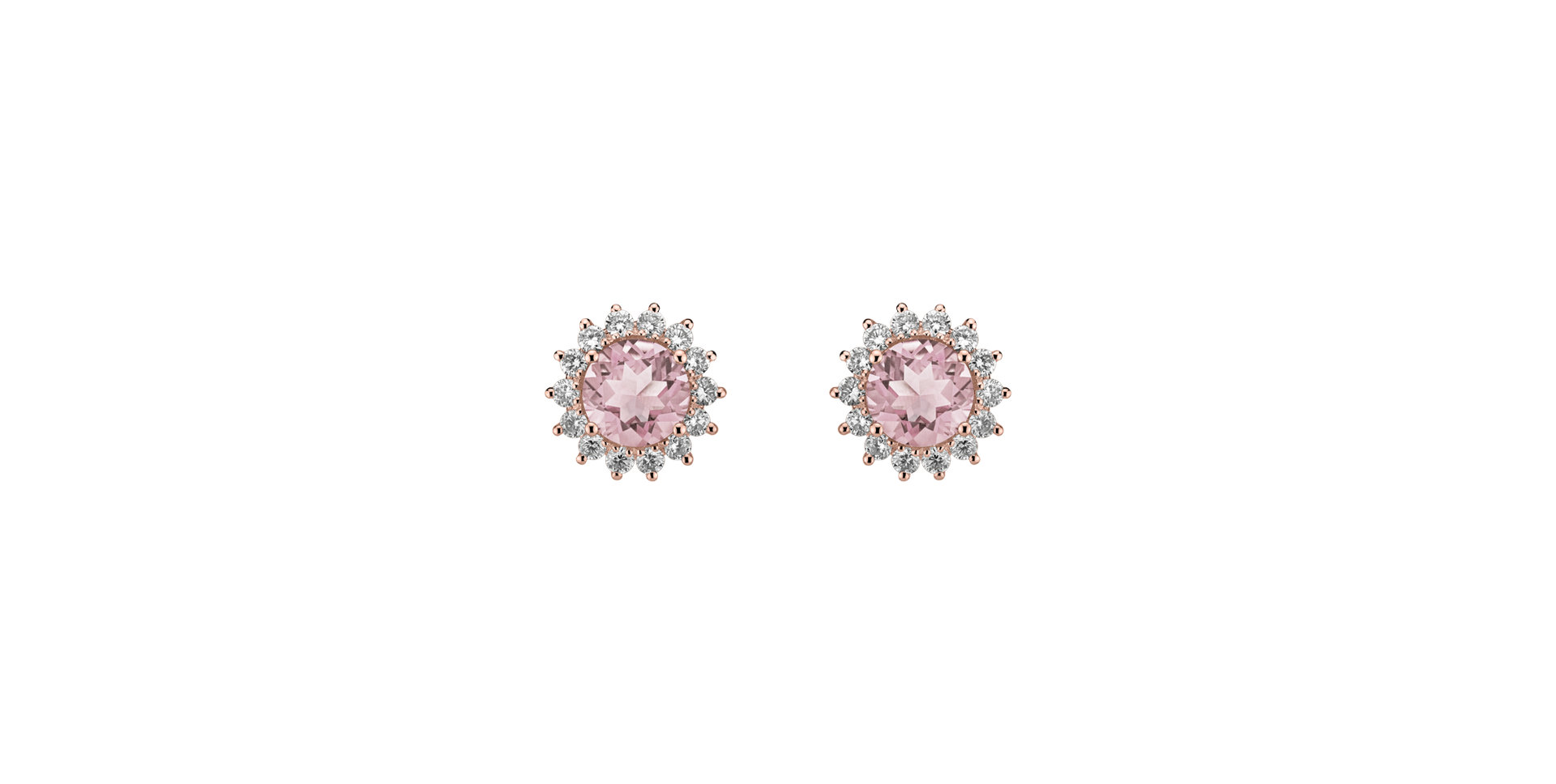 Náušnice s ruženínom a diamantmi Lilac Flower