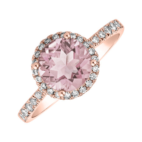 Prsteň s ruženínom a diamantmi Sparkly Bonbon