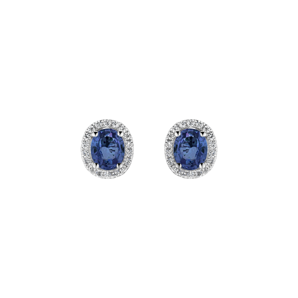 Náušnice s diamantmi a zafírom Imperial Sapphire