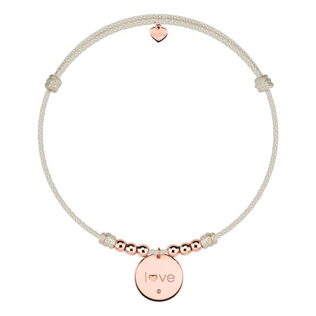 Náramok s diamantom a šňůrkou Love