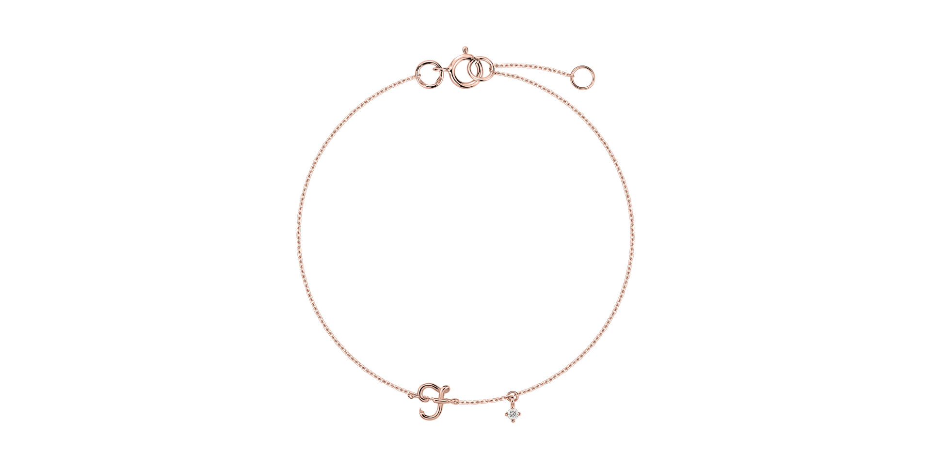 Náramok s diamantom Curly Letter F