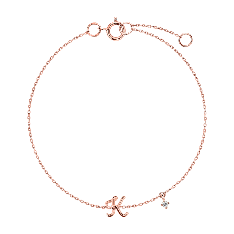 Náramok s diamantom Curly Letter K