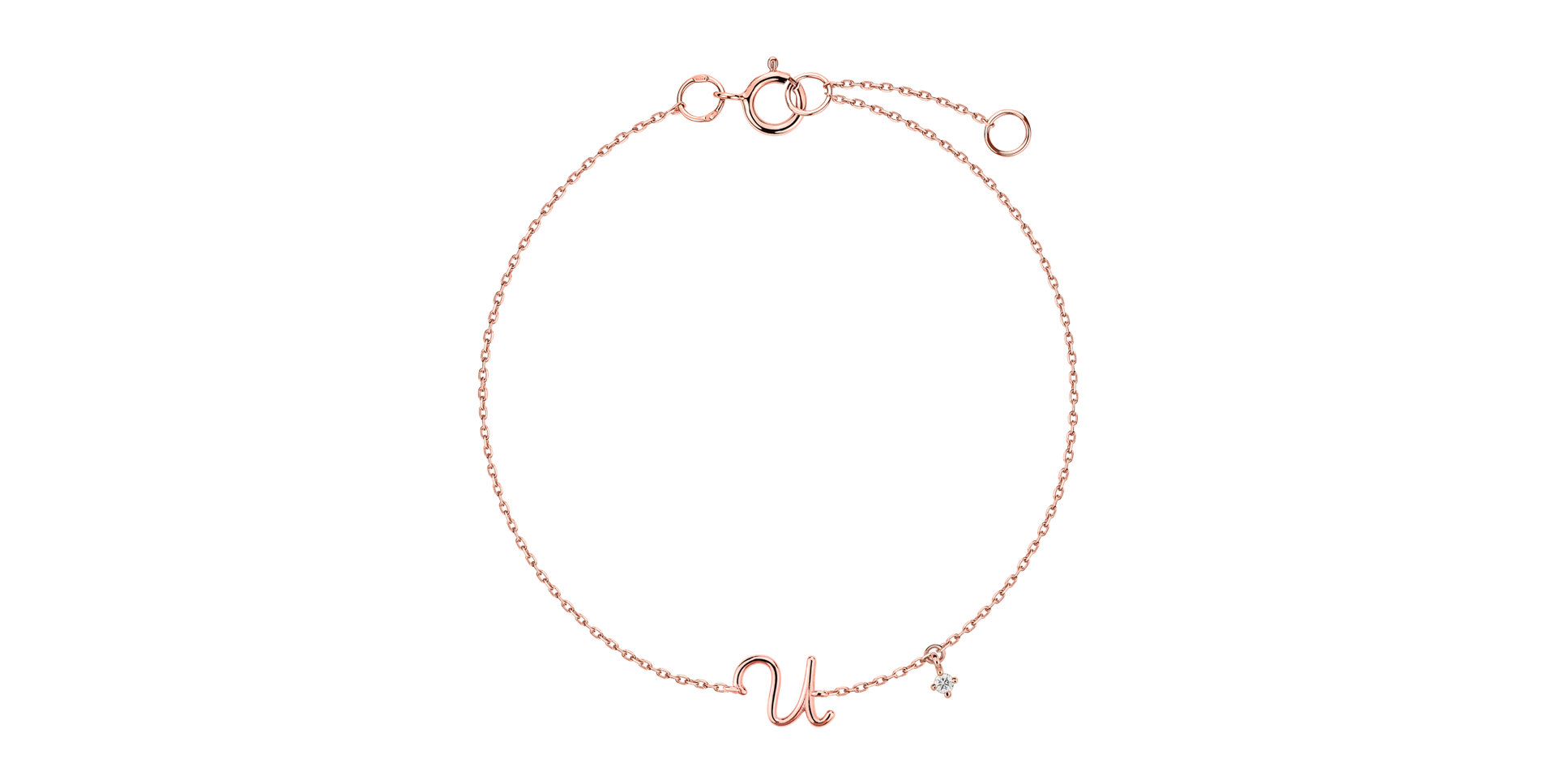Náramok s diamantom Curly Letter U