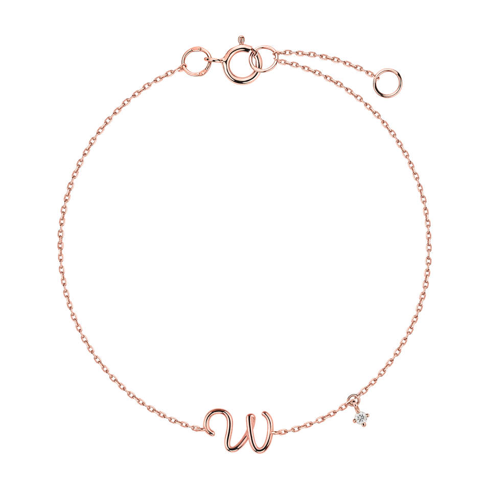 Náramok s diamantom Curly Letter W