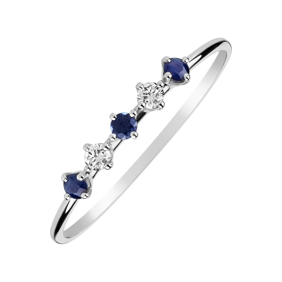 Prsteň so zafírmi a diamantmi Sky Sparkle