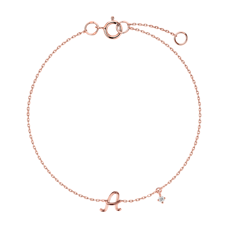 Náramok s diamantom Curly Letter A