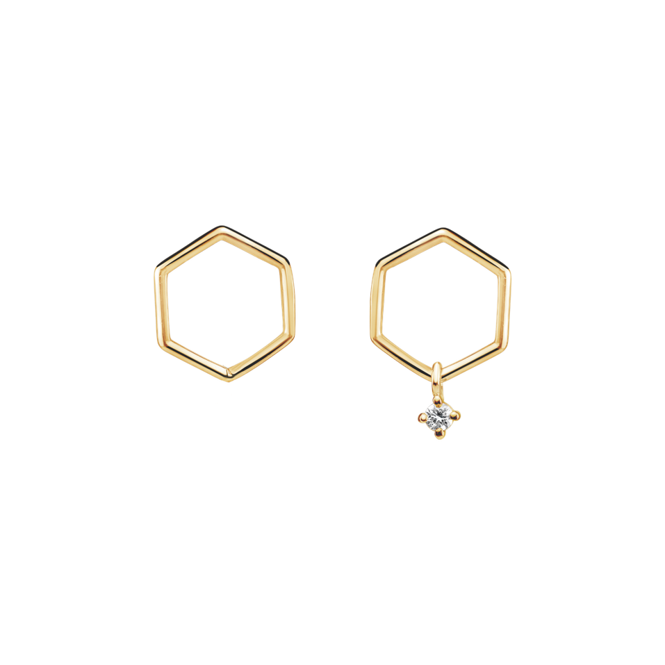 Náušnice s diamantom Hexapolygon