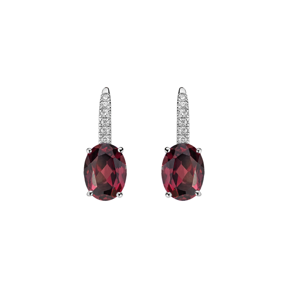 Náušnice s diamantmi a rhodolitom Niké Elegance