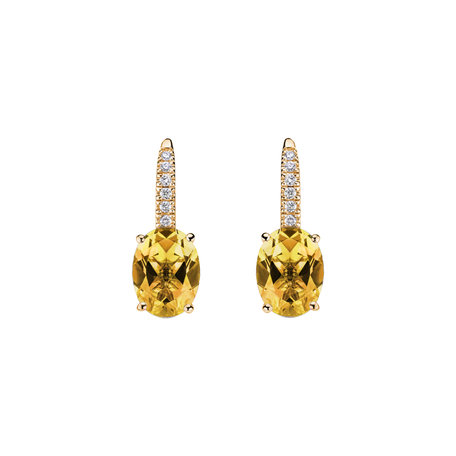Náušnice s diamantmi a citrínom Niké Elegance