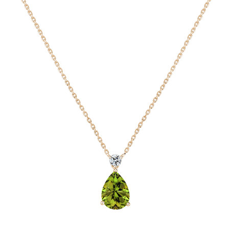 Náhrdelník s diamantom a peridotom Ismene