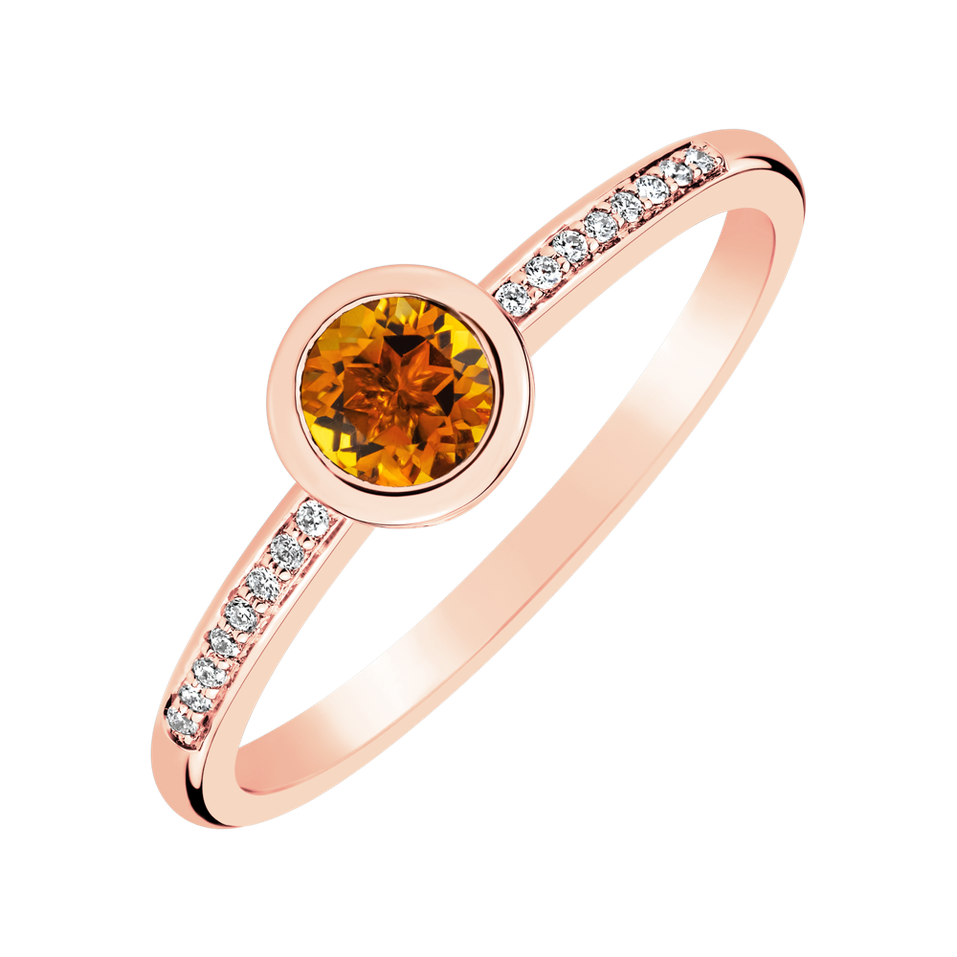 Prsteň s diamantmi a citrínom Regal Sparkle