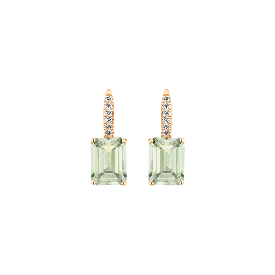 Náušnice s diamantmi a ametystom Mireth