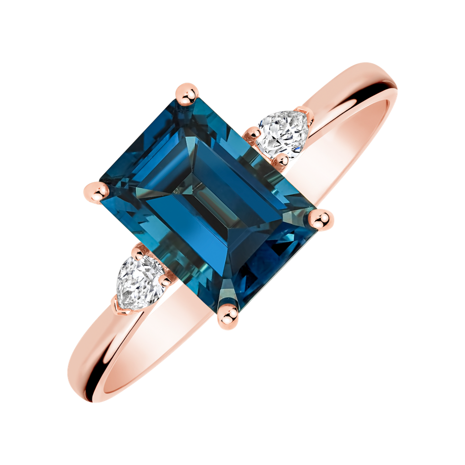 Prsteň s diamantmi a topásom Royal Anne