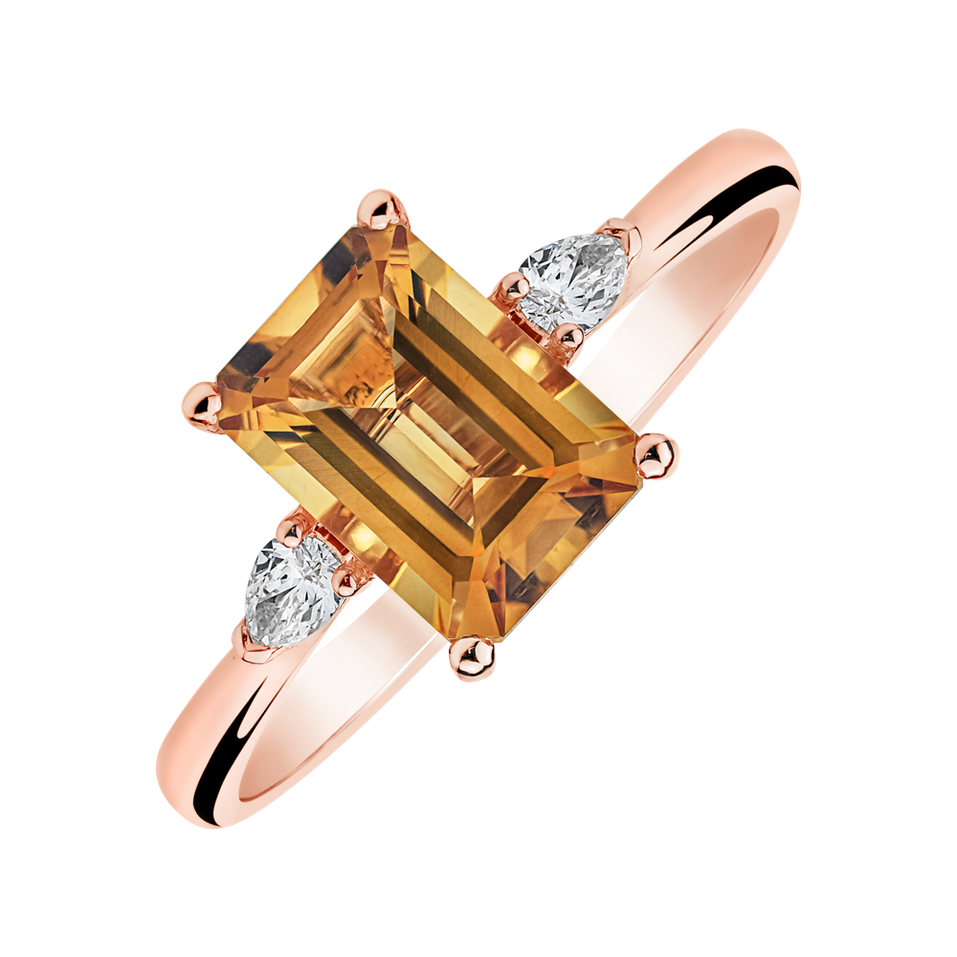 Prsteň s diamantmi a citrínom Fiery Anne
